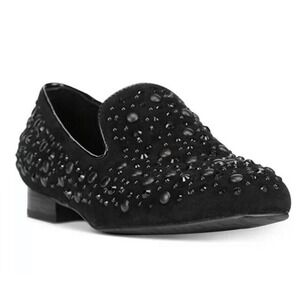 Donald PLINER "LYNNSP" CRYSTAL STUDDED LOAFER BLACK SUEDE‎ LEATHER /SZ 6 M NEW